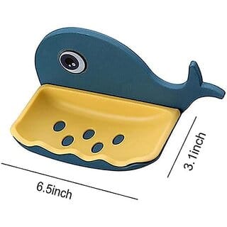 Soap Stand Holder for Bathroom Kitchen Sink Magic Stickers Wall Mounted Soap Dish Holder, Fish Design Random