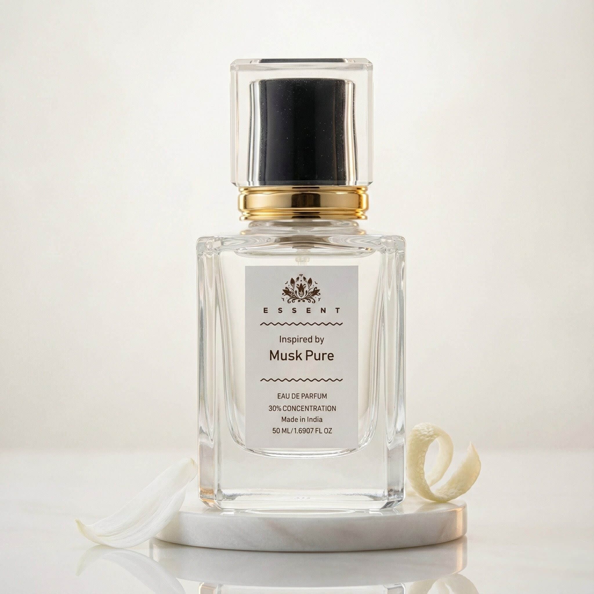 Essent Perfumes Musk Pure Eau de Parfum (EDP) – Clean White Musk Powdery Long Lasting Perfume – Unisex Fragrance