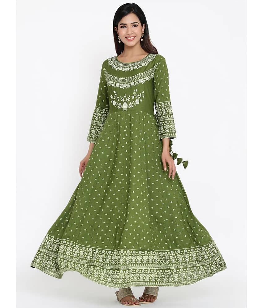 Kbz - Green Rayon Women's Anarkali Kurti