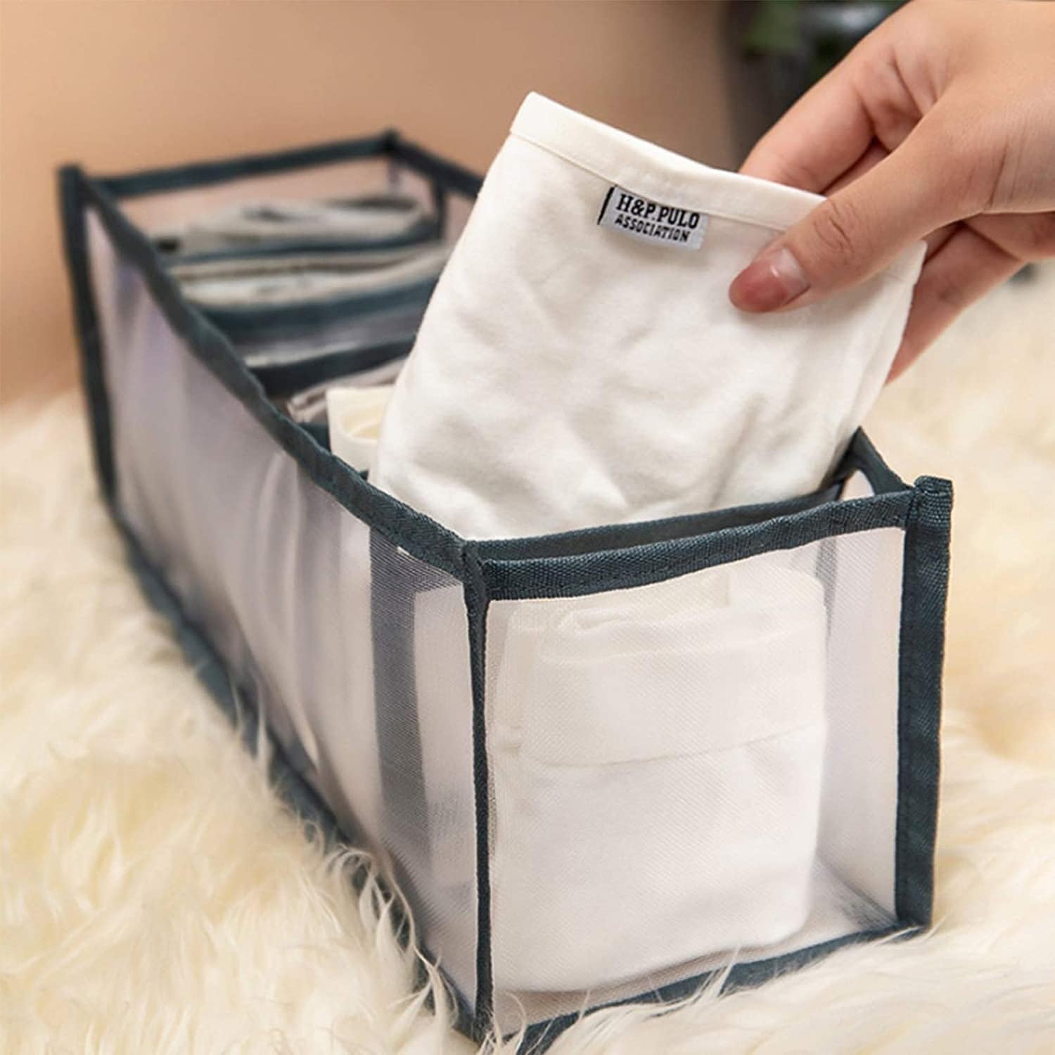 DHRUVINSRI 7-Grid Clothes Organizer for Wardrobe: Space-Saving Storage System to Keep Your Clothes Organized