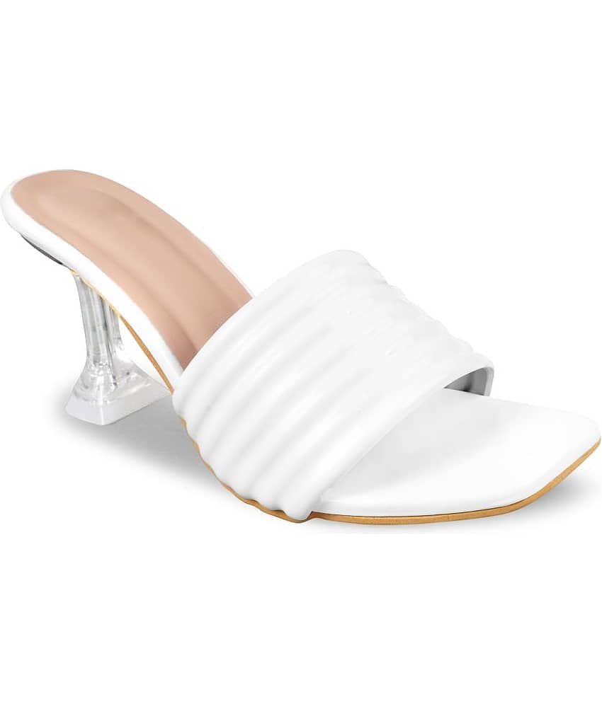 JM Looks White Women's Slip On Heels