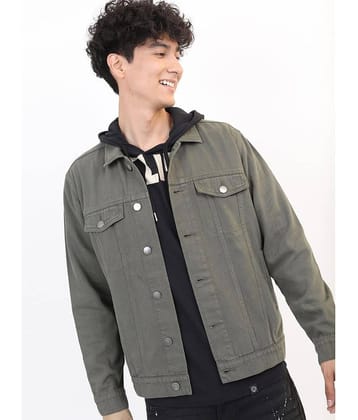 Ketch Cotton Men's Denim Jacket - Olive ( Pack of 1 )