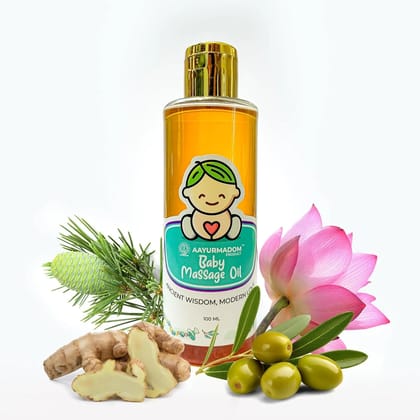 AAYURMADOM Ayurvedic Baby Massage Oil with Olive Oil - Muscle Strength & Skin Nourishment (100ml)