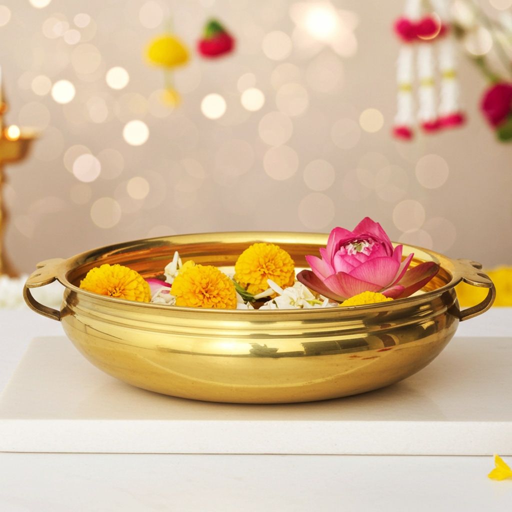 Brass Decorative Urli � Floral Design Metal Bowl, Diameter : 20 Inch (FMAS594 I)