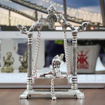 Dreamkraft Laddu Gopal on Jhulla Palana | Gold Plated Krishna Idol | Ganesh Idol for Home Decor, Mandir, Puja Room, Car Dashboard | Spiritual Gift Article for Office & Housewarming