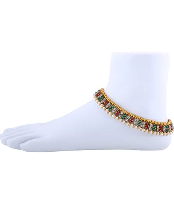 SILVER SHINE Gold plated Traditional Multi Color Anklet for Women And Girl