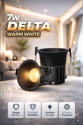 SPARKWORLD 7W Round LED COB Light | Recessed Black Body Downlight for POP Ceiling | Warm White | Pack of 1 SPARKWORLD 7W Round LED COB Light | Recessed Black Body Downlight for POP Ceiling | Warm White | Pack of 1