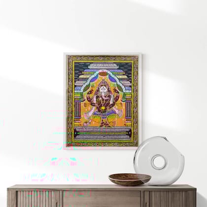 Lord Ganesha Patta Tussar Painting