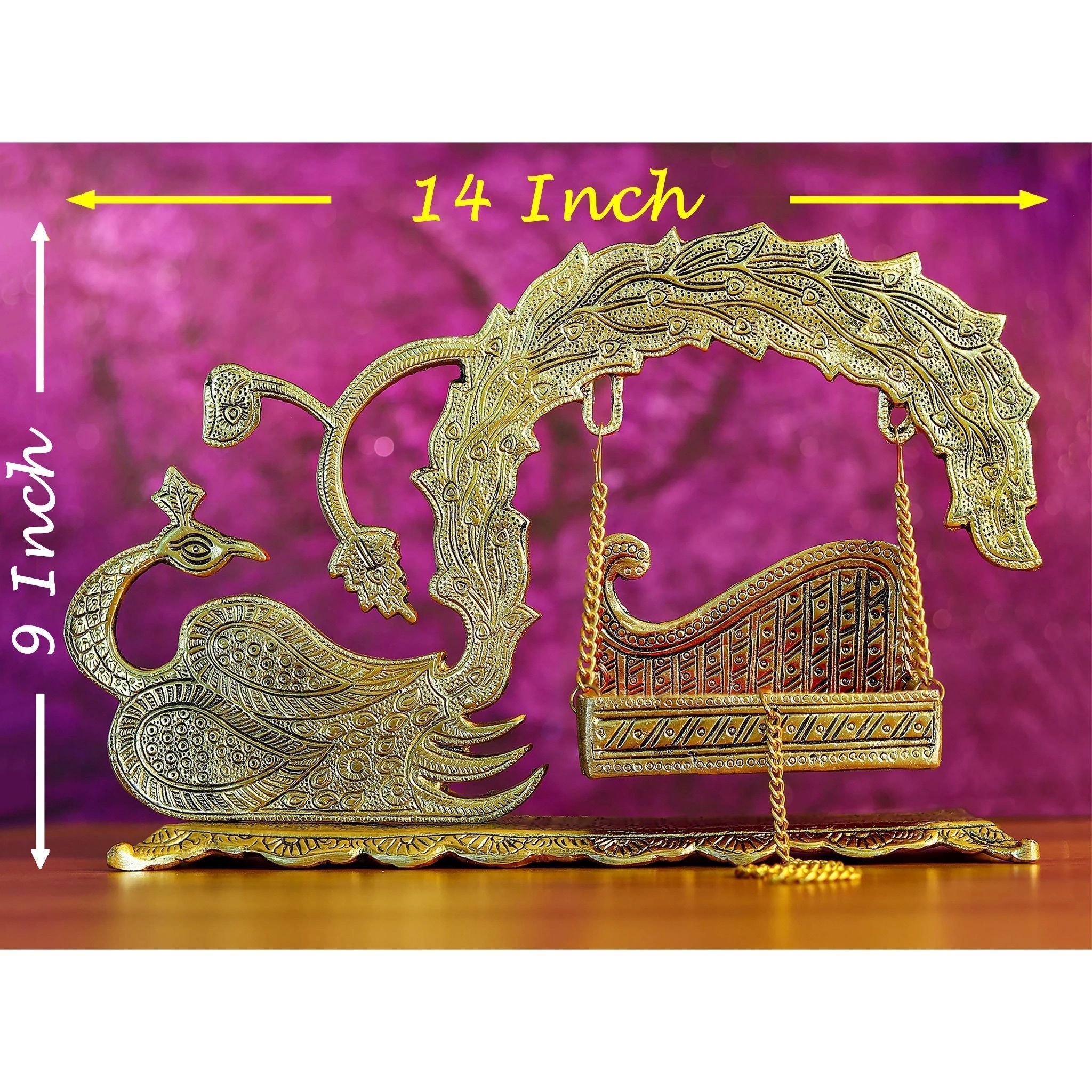 Aluminium Showpiece Duck Peacock Jhula Statue (ASMAS457 G)