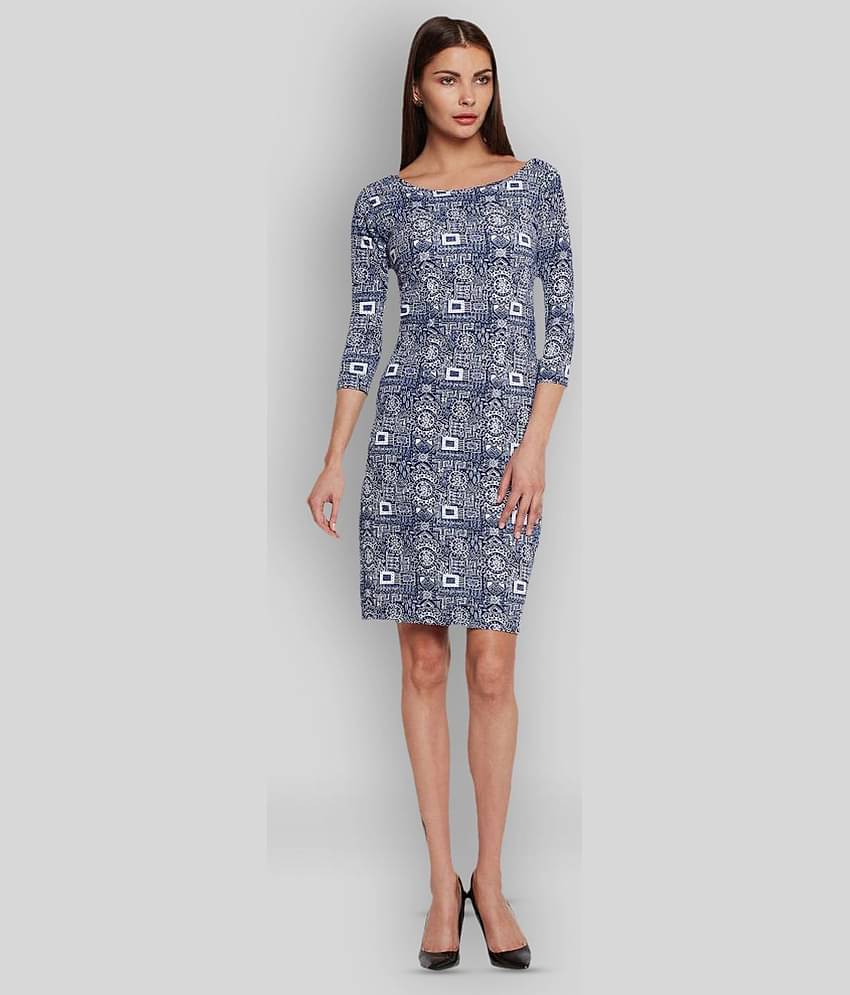 Addyvero Women Cotton Blend Printed Bodycon Dress ( Multicolor )