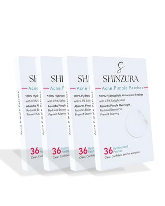 Shinzura Acne Pimple Patches  144 patches - 100% Hydrocolloid & 0.05% Salicylic Acid(pack of 4 - 36 patchs)