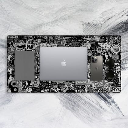 Black Doodle Tech Mat