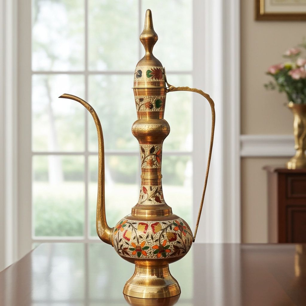 Brass Aftaba Surahi Statue � Traditional Home & Office Decor, Height : 32 Inch (FMAS349 A)