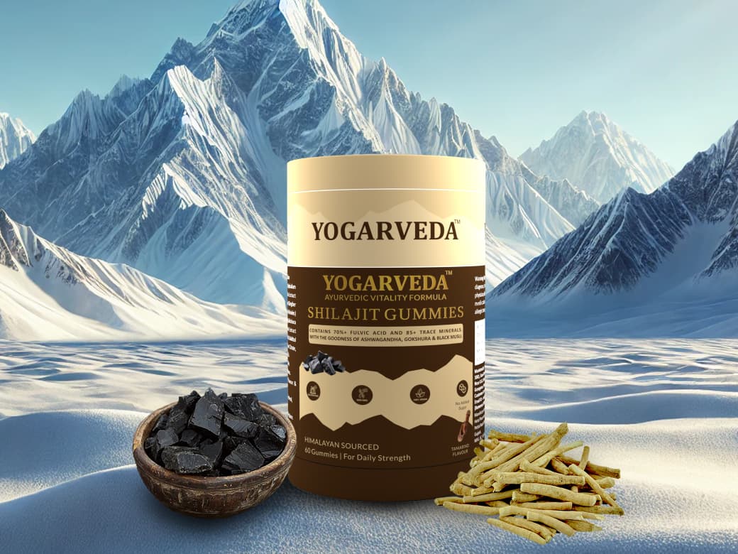 YOGARVEDA Ayurvedic Shilajit Gummies | 70% Fulvic Acid | 60 Gummies  (60 Tablets) Pack of 2