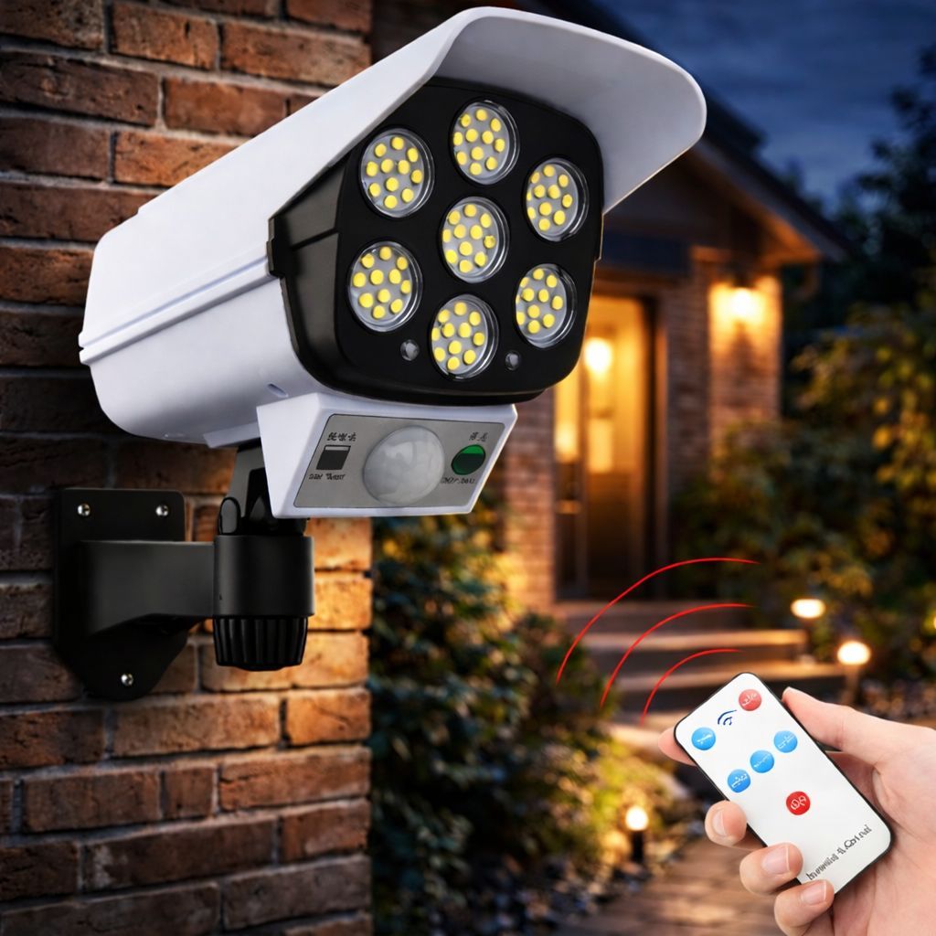 SPARKWORLD 7-LED Solar Motion Sensor Flood Light with Remote IP65 Waterproof, Adjustable Head & 3 Modes | Colour: White