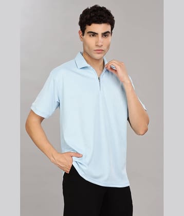 CATBUNNY Pack of 1 Cotton Blend Regular Fit Solid Half Sleeves Men's Polo T Shirt ( Sky Blue )