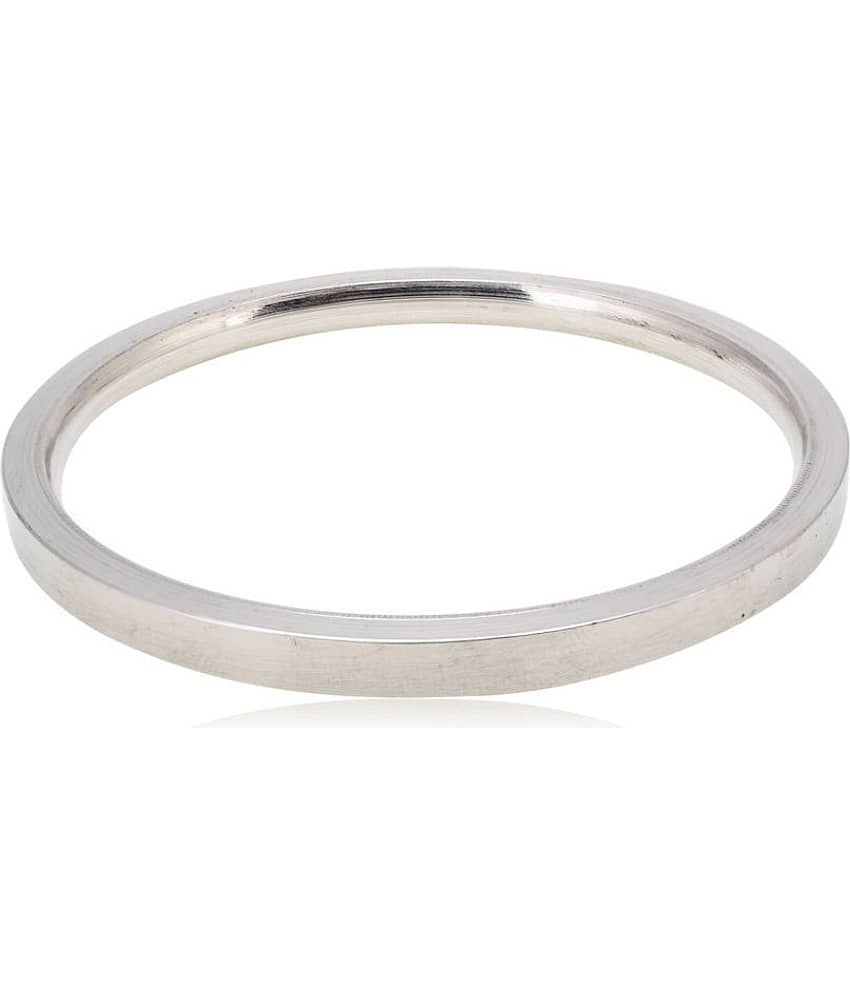 KESAR ZEMS White Stainless Steel Kada Bracelet for Men -B (Size:2.5 Inch)