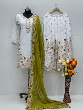 Beautiful Top Plazzo And Dupatta With Stone Hand Work
