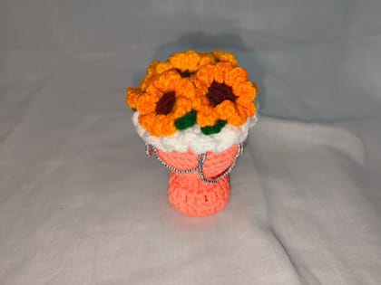 Handmade Crochet Sunflower Potted Plant Home Decor Ornament