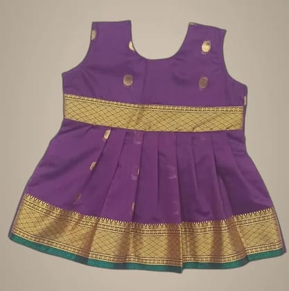 Mom And Me Purple Cotton Silk Frock (0-3 Months) | Premium Ethnic Wear | Festive & Casual