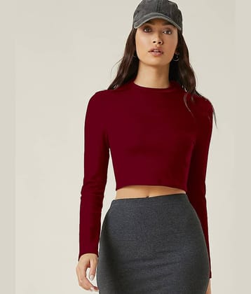 Aahwan Women's Polyester Crop Top ( Maroon )