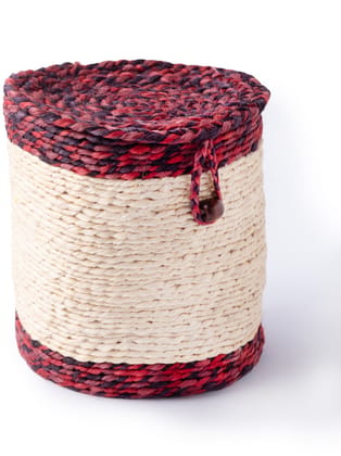 Two-tone round Woven Basket with Lid Two-tone round Woven Basket with Lid