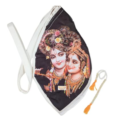 MAYAPURI Radha Krishna Printed Pure Cotton Gomukhi Japa Mala Bag, Beads Bag or Chanting Bag with Zip Pocket and Sakshi Mala Counter, Pack of 1 MAYAPURI Radha Krishna Printed Pure Cotton Gomukhi Japa Mala Bag, Beads Bag or Chanting Bag with Zip Pocket and Sakshi Mala Counter, Pack of 1