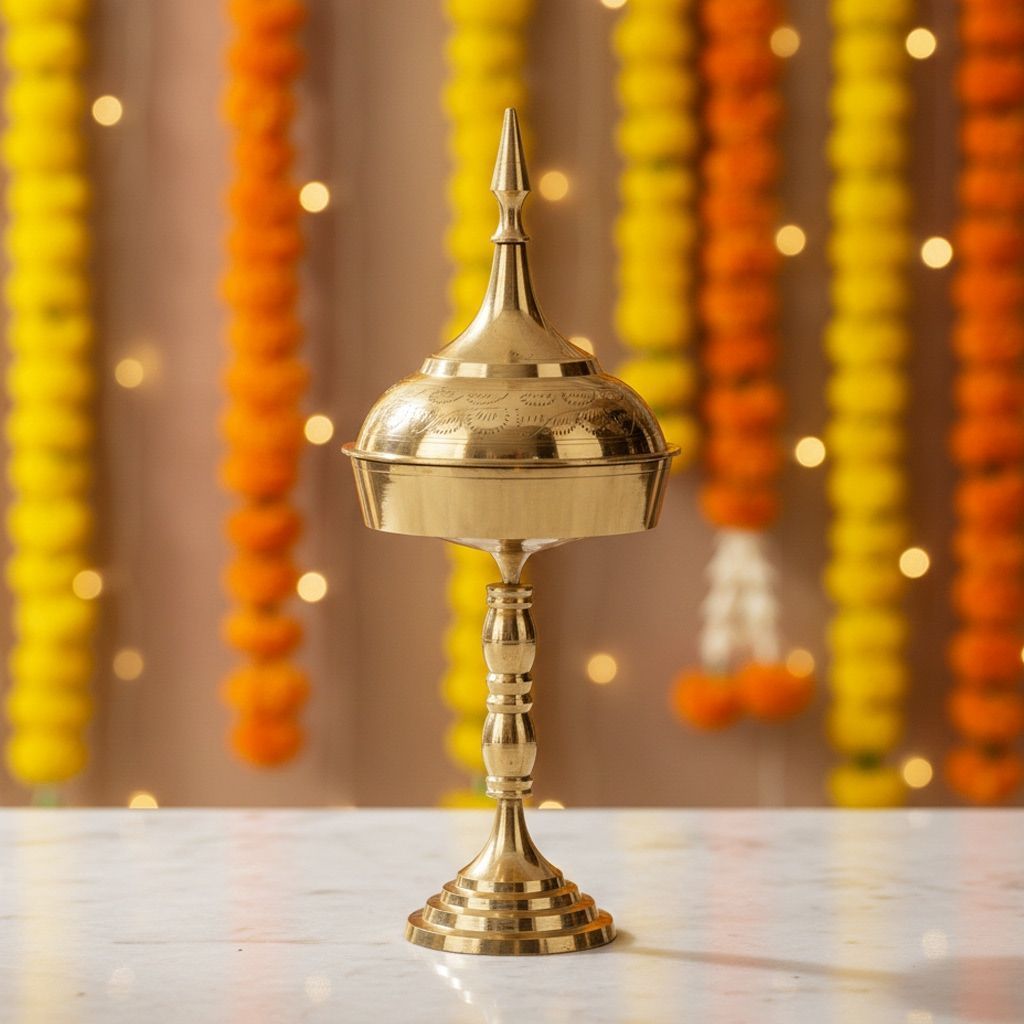 Brass Hurahi No.9 Puja Utility Bowl | Handmade Brassware, Height : 19 Inch (ZMAS226 K)