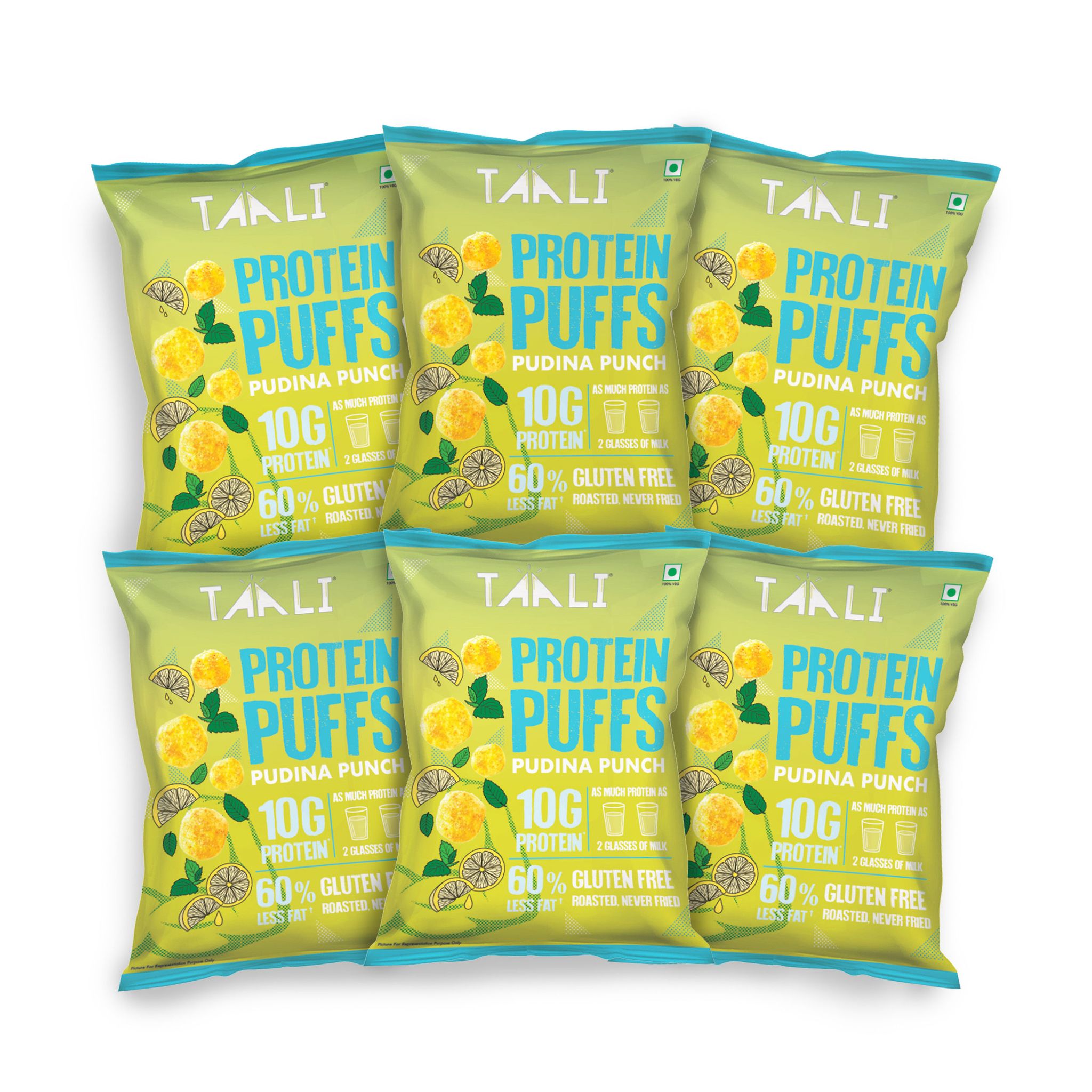 Taali Protein Puffs With Pudina Punch, 60 gm Each - Pack of 6