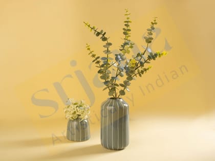 Srjana Handicraft Striped Ceramic Planter Pair
