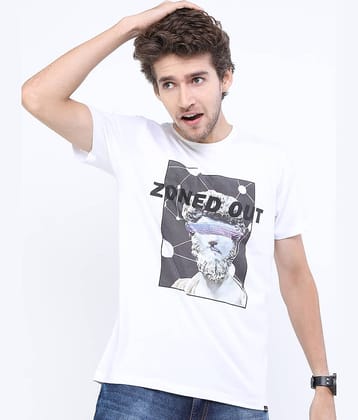 Highlander Men 100% Cotton Slim Fit Printed T-Shirt ( White )
