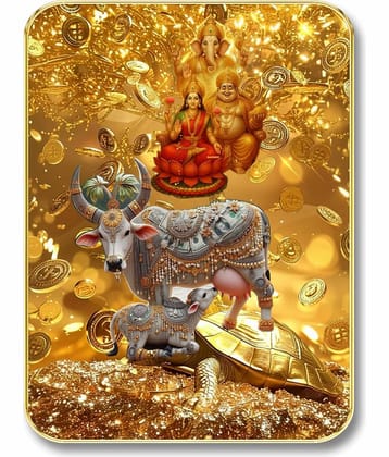 Livin'luxe Kubera Lakshmi Ganesha MDF Wall Art with Table Top Stand & Wall Hanging Hole