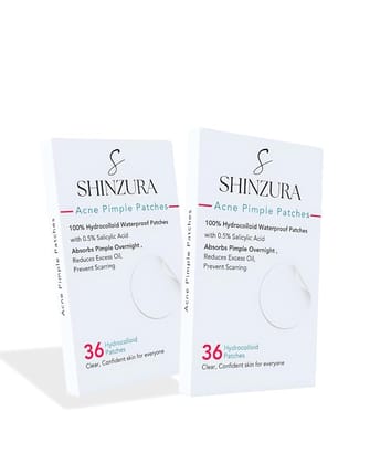 Shinzura Acne Pimple Patches 72 patches - 100% Hydrocolloid & 0.05% Salicylic Acid(pack of 2 - 36 patches)