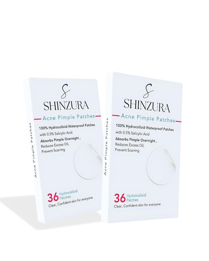Shinzura Acne Pimple Patches 72 patches - 100% Hydrocolloid & 0.05% Salicylic Acid(pack of 2 - 36 patches)