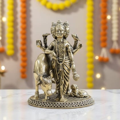 Brass Dattatreya God Idol Statue, Height : 5.5 Inch (BSMAS1882 D)