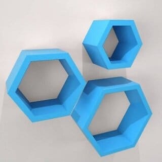 Onlinecracts Wooden Book Rack Shelf Wooden Wall Shelf (Number Of Shelves - 3, Blue)