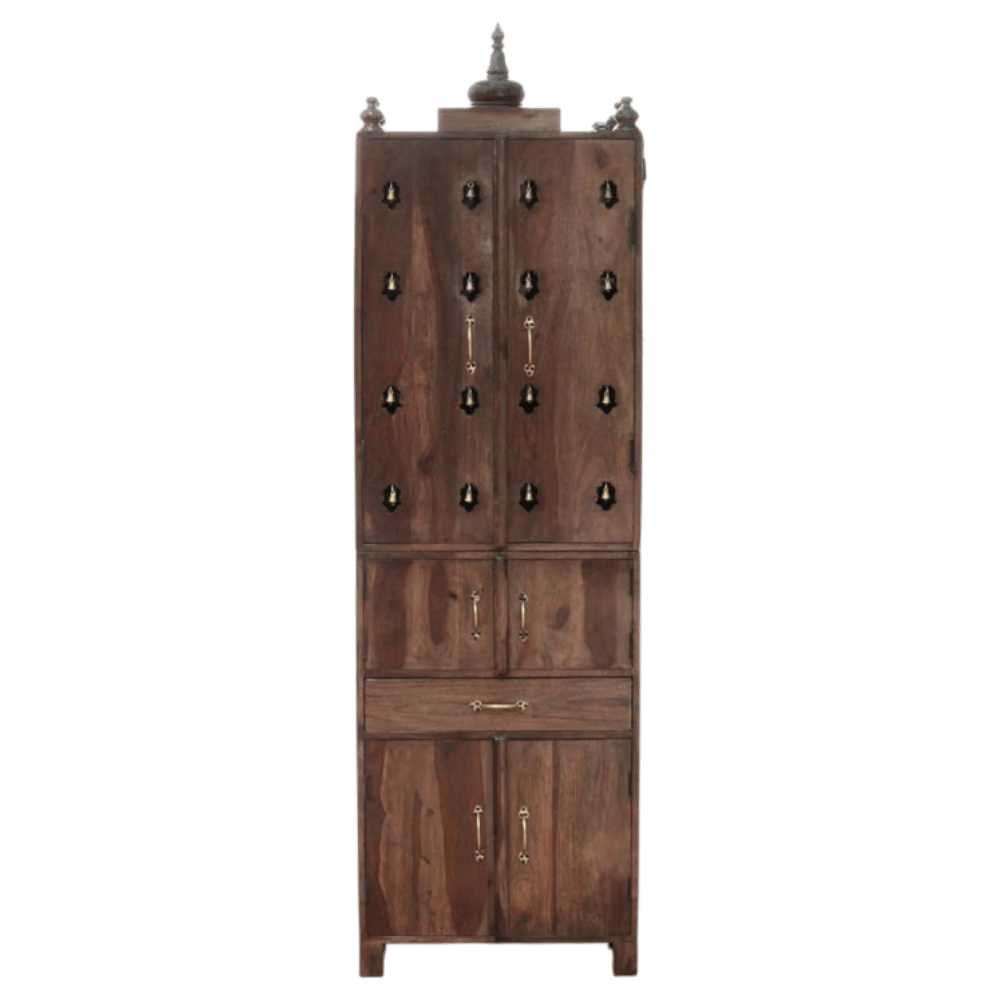 Wooden Temple Pooja Mandir Decor With Cabinet