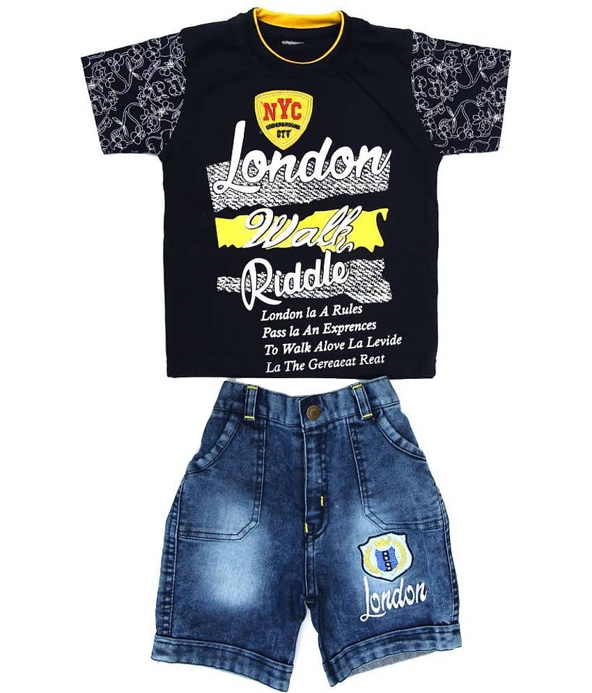 Zadmus Baby Boys Cotton T Shirts & Shorts ( Yellow )