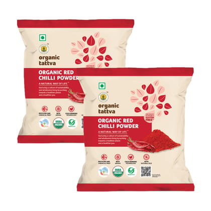 Organic Tattva Organic Red Chilli Powder - 100g x Pack of 2