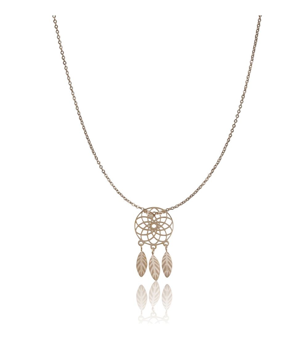 Women's Stainless Steel Dream Catcher Pendent Delicate Chain (Gold Plated)