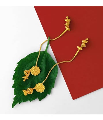 LUV FASHION Golden Jhumki Earrings ( Pack of 1 )