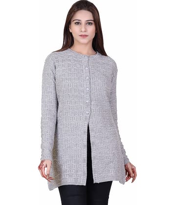 Varenyam Acrylic Grey Buttoned Cardigans - Single