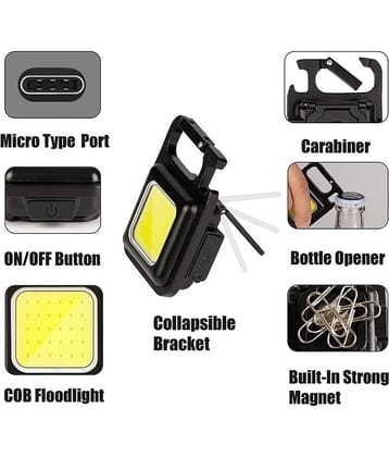 JMALL Mini Rechargeable Flashlight Bracket Bottle Opener LED Keychain - 1P