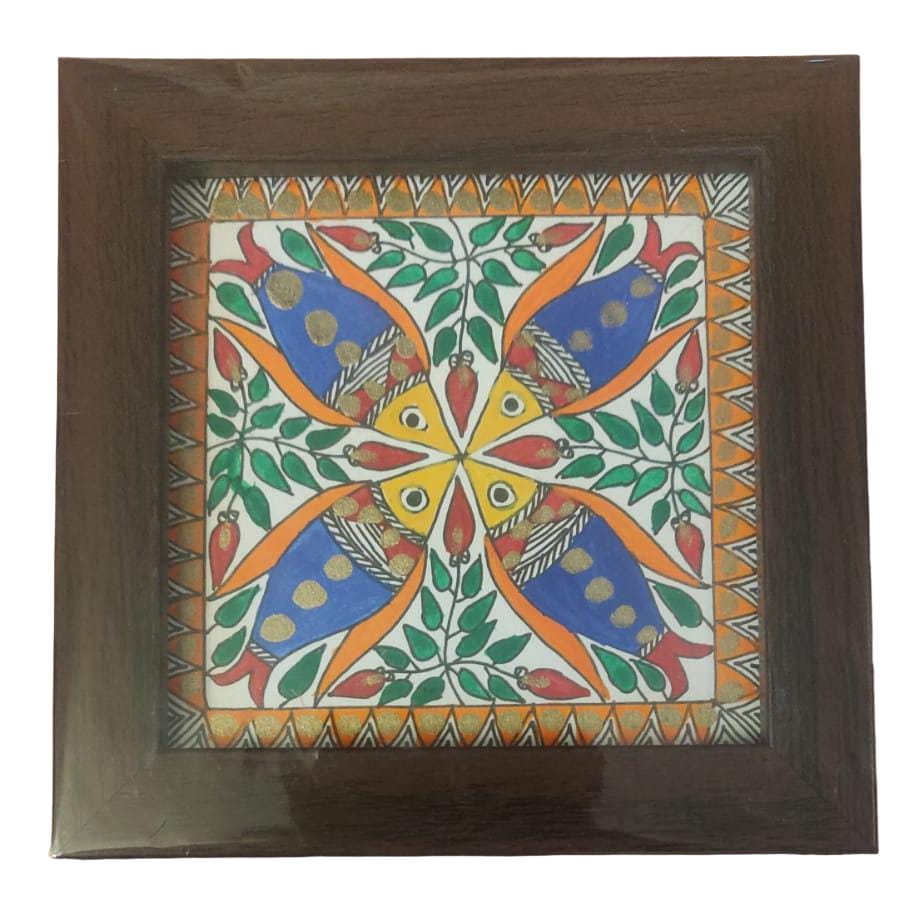 Handcrafted Madhvani Painting Coasters - Elegant Natural Design for Home & Entertaining