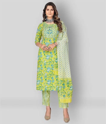 Vbuyz - Yellow Straight Cotton Women's Stitched Salwar Suit ( Pack of 1 )