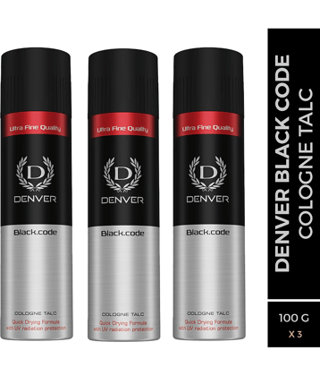 Denver Black Code Colgene (100 gm x 3) Talc 300 gm Pack of 3