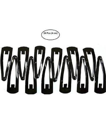 FOK Set of 24 Pcs-12 Pairs (4 cm) Black Metal Triangular Tik Tak Hair Pins