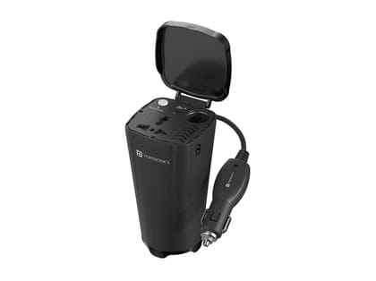 Portronics Car Power One 200W Car Charger with 30W Type-C PD,12V Car Plug Power Cord, 18W USB Port, AC Socket, Cigarette Lighter Slot, LED Indicator