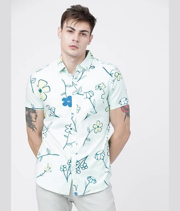 Highlander 100% Cotton Slim Fit Printed Half Sleeves Men's Casual Shirt - Green ( Pack of 1 )