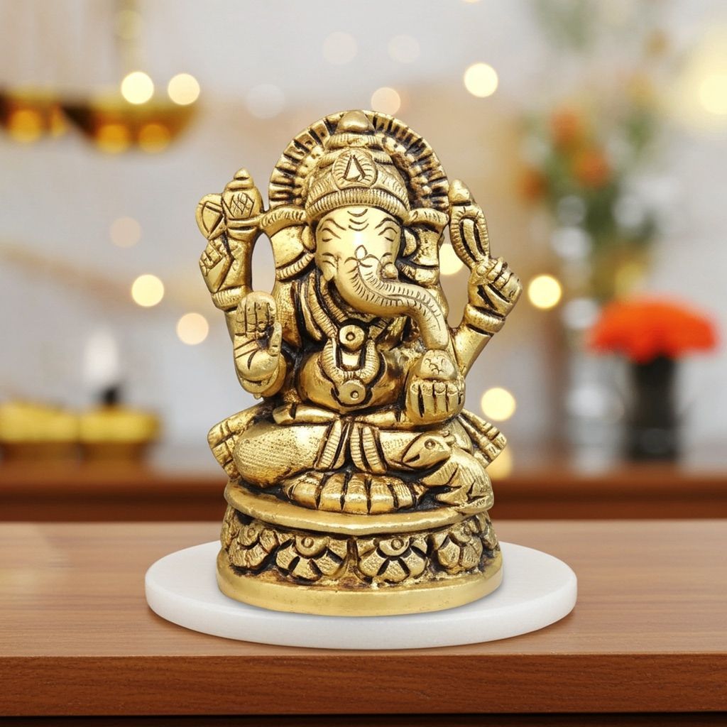 Brass Showpiece Ganesh Ji God Idol Statue (BSMAS1467 G)